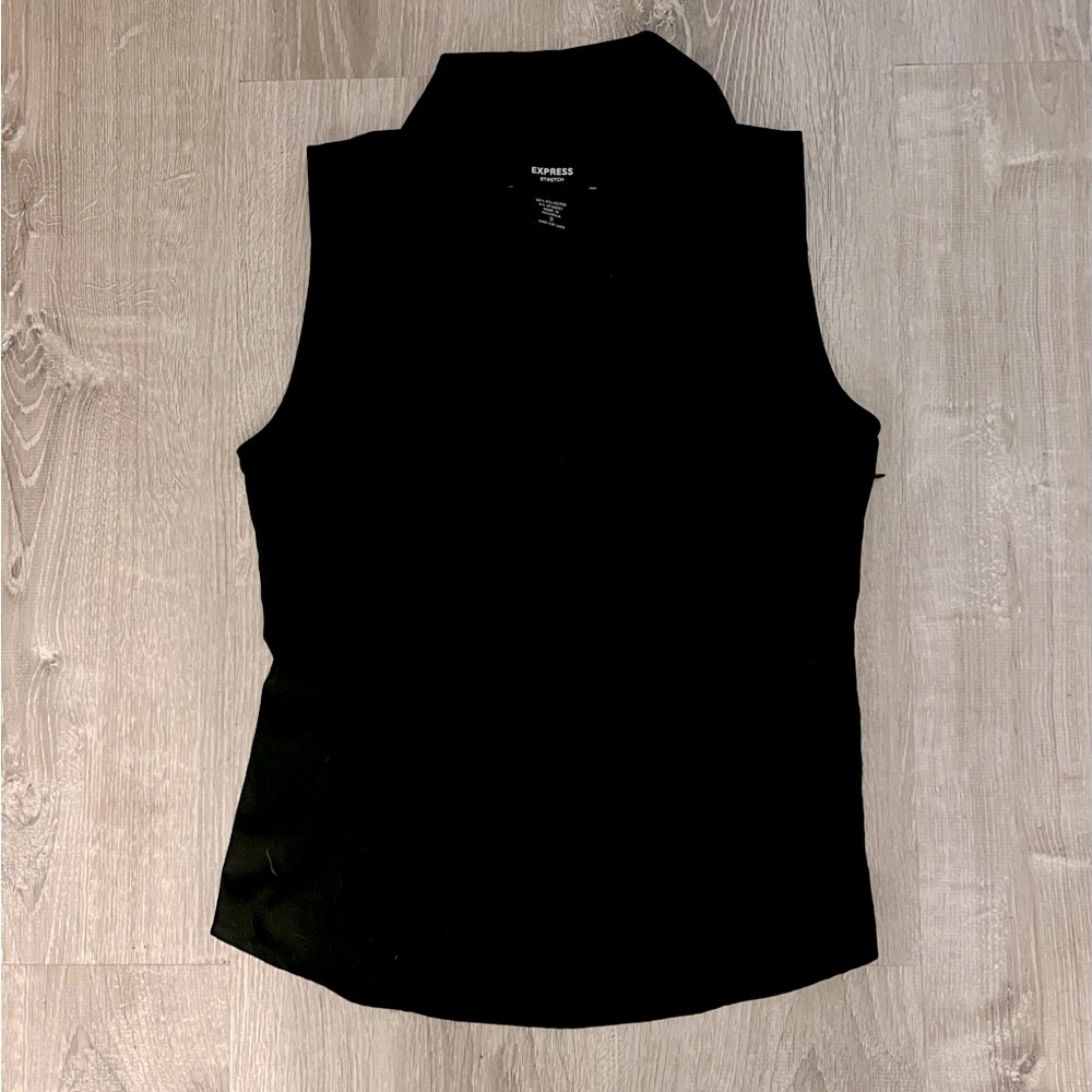 Express Stretch Sleeveless Portofino Shirt - Black